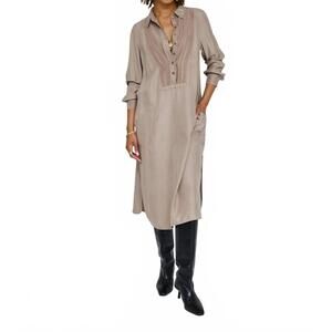 NEW RAQUEL ALLEGRA tuxedo dress in dark taupe